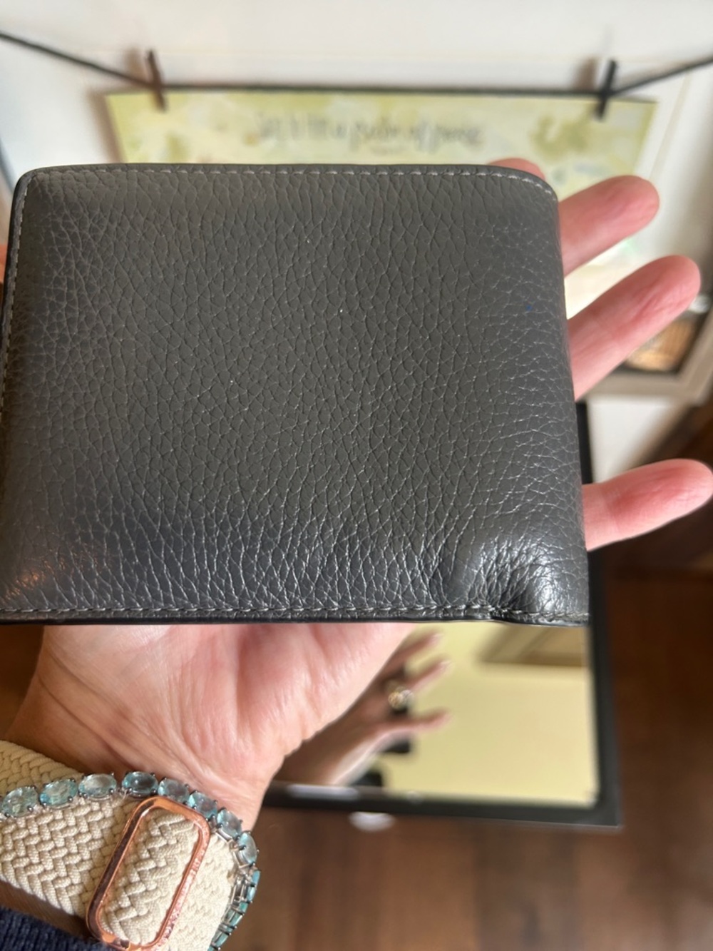 Coach Men's Dark Gray Pebbled Leather Money Clip Wallet - Picture 3 of 14